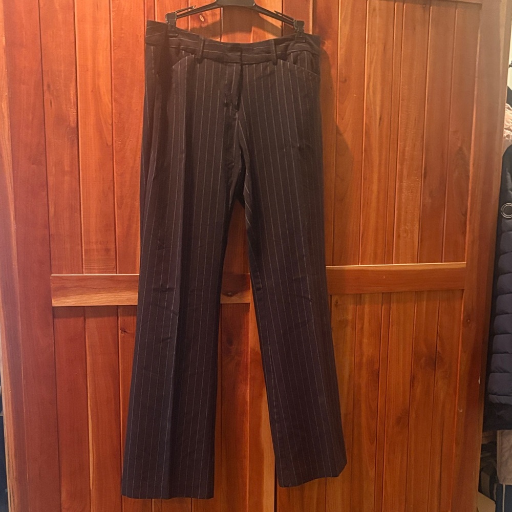 Black Pinstripe Slim Fit Boot Cut Pants